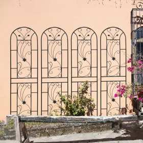 4 Pack Metal Garden Trellis 86.7" X 19.7" Rustproof Trellis For Climbing Plants Outdoor Flower Support Peacock Style Black