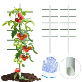 5ft*1.64ft 2PC  White Round Tube Climbing Trellis, Stylish, Simple, Durable, And Creates A Beautiful Space Filled With Greenery.