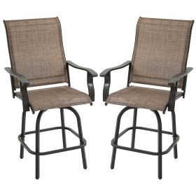 Rotating Bar Stools with Armrests, High-Grade Sling & Steel Frame for Patio