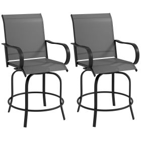 Outdoor Bar Stools Set of 2 with 360 Swivel for Patio Enjoyment Bar Height, Gray