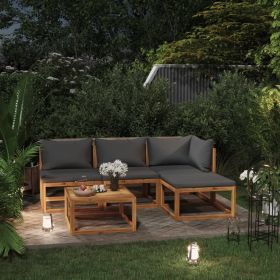 Garden Lounge Set Dark grey Solid Acacia wood Modular, customizable