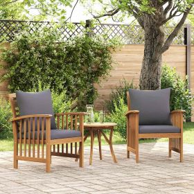 Garden Chair Set of 2 Dark grey, Natural wood Solid acacia wood