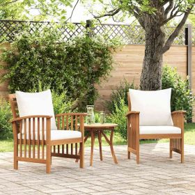 Garden Chair Set of 2 Cream White (Cushions) Solid Acacia wood