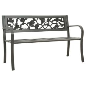 Garden Bench Steel Grey Powder-Coated Steel 3-Seater