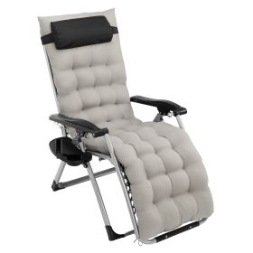 Infinity Zero Gravity Chair with Pad Patio Chairs with Pillow and Utility Tray Adjustable Folding Recliner for Deck Patio Beach Yard Grey