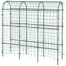Metal Garden Trellis, Arch Trellis for Climbing Plants Outdoor, A-Frame, with Climbing Net, 17" x 72" x 72", Green