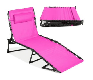 Park Steel Stacking Chaise Lounge Chair For Outdoor Patio (Option: Pink)
