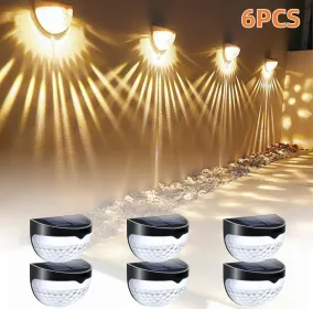 12/6 Solar Fence Lights, Solar Platform Lights, Solar Wall Lights, Rechargeable Solar Cells, Suitable For Front Porches, Security Lights, Wall Install (Option: Warmcolors-6PCS)