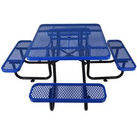 Square Outdoor Steel Picnic Table 46 Blue ,with Umbrella Pole (Option: Blue)