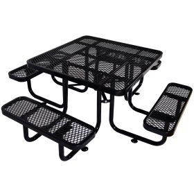 Square Outdoor Steel Picnic Table 46 Black ,with Umbrella Pole (Option: Black)