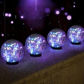 Solar Powered Outdoor Shatterproof High-quality Glass Ball Light With Ground Stakes. Automatic On Off Sensor. Warm, Soft Light Illuminates Patios (Option: Colorful LightsL)