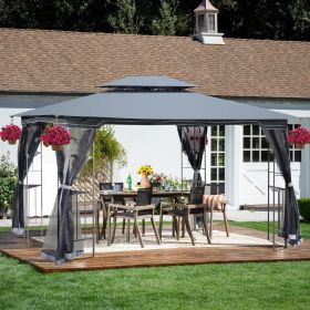 13x10 Outdoor Patio Gazebo Canopy Tent With Ventilated Double Roof And Mosquito net(Detachable Mesh Screen On All Sides),Suitable for Lawn, Garde (Color: as Pic)