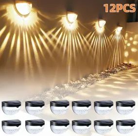 12/6 Solar Fence Lights, Solar Platform Lights, Solar Wall Lights, Rechargeable Solar Cells, Suitable For Front Porches, Security Lights, Wall Install (Option: Warmcolors-12PCS)