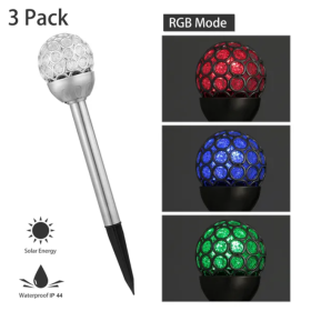 Solarek 3 Pcs Outdoor Solar Lights IP44 Waterproof Ball RGB Light Garden Decor Lamp Landscape Christmas (Option: Style1)